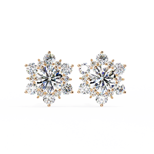 Boucles d'oreilles de luxe plaquées or avec diamants, taille brillant rond, sertissage griffe flocon de neige, bijoux de mariage pour femme - Product Image 2