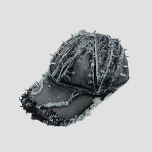 Distressed Denim Baseball Cap Unisex Adjustable Snapback 6-Panel Punk Style Casual Wear - Product Image 1