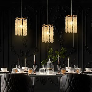 Lujoso paquete de 3 lámparas colgantes de cristal, elegante candelabro con acabado dorado y diseño de cascada de cuentas, sin bombillas incluidas - Product Image 1