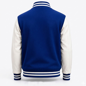 OEM High Street <b>Baseball</b> <b>Jacket</b> <b>Men</b> High Quality Stand Collar Leather Sleeves Front Buttons Varsity Winter Breathable Eco-Friend - Product Image 4