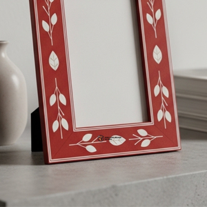 Cadre photo élégant en os incrusté de pierres rouges, fait main, décoration de luxe pour la maison - Product Image 4