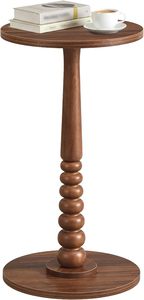 Round Side <b>Table</b>, Small Drink End <b>Table</b> for Small Spaces, Accent Nightstand, Solid Wood <b>Leg</b>, Mid-Century Modern, for L - Product Image 4