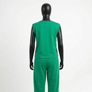 Premium 320 GSM Cotton Fleece T Shirt Jogger Pants Set Green Streetwear Rubber <b>Patch</b> Heat Transfer Logo Women's Sets - Product Image 6