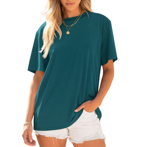 Camiseta de Algodón Orgánico para Mujer, Estilo Vintage, Holgada, Uniformes Escolares, Elástica en 4 Direcciones, Personalizada, Top Corto, Camisetas a Rayas para Mujer - Product Image 3