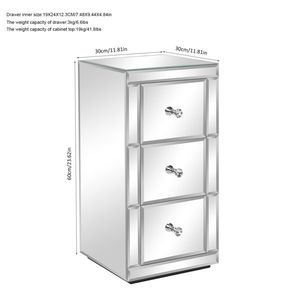 FCH Silver <b>Mirrored</b> Nightstand <b>Side</b>/End <b>Table</b> for Living Room Bedroom Use - Product Image 3