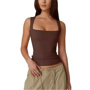 Grande taille, coton/fibre de bambou haute qualité confortable débardeur femme décontracté vêtements de fitness courte longueur - Product Image 1