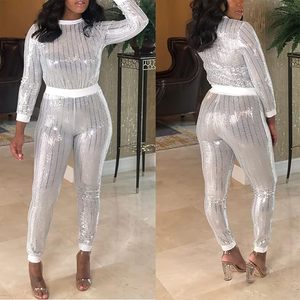 Ensemble de survêtement deux pièces personnalisé en strass scintillants pour femme, pull à manches longues et pantalon de survêtement en cristal, vêtements de sport - Product Image 4