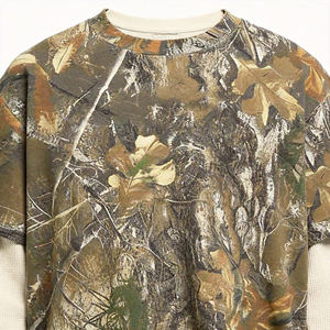 เสื้อยืดพิมพ์ลายป่าแท้ โลโก้ OEM แบบกำหนดเอง เสื้อยืดหนา 260 กรัม ผ้าฝ้าย 100% ทรงโอเวอร์ไซส์ แขนยาว สองชั้น - Product Image 2