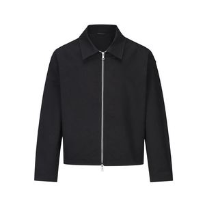 Custom Brand Clothing Men's Women's Varsity <b>Jacket</b> Short Zipper Solid Color Black Canvas Casual <b>Winter</b> Eco-Friendly Windproof - Product Image 2