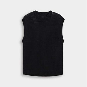 Custom Men Sleeveless Sweater Warm Knit Polyester Autumn/Winter <b>Vest</b> Black V Neck Knit <b>Vest</b> OEM Wholesale Manufacturer Supplier - Product Image 2