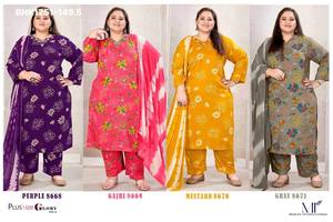 Premium Quality Rayon with NeckLine Hand-Work & All-Over Floral <b>Printed</b> Kurti-Pant-Dupatta <b>Large</b>-<b>Extra</b> <b>large</b> Size Woman Fashion - Product Image 4