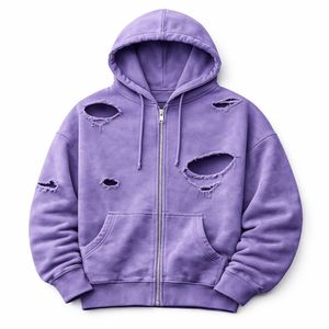 Sweat à capuche oversize personnalisé, 100% coton, hiver, vintage, délavé, déchiré, streetwear, vierge, épais, OEM ODM - Product Image 5