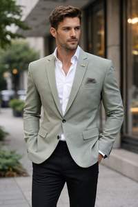 เสื้อเบลเซอร์ทรงเอไลน์ลำลองสำหรับผู้ชาย ทำจากผ้าขนสัตว์ แขนยาว แบบกลับด้านได้ กันน้ำ มีโลโก้ด้านหน้า ระบายอากาศได้ดี เป็นมิตรต่อสิ่งแวดล้อม - Product Image 2