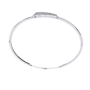 Bracelet en diamant de culture en forme de flèche en or blanc 10k 14k |   Bracelet géométrique serti de diamants |   Vêtements minimalistes pour femmes au quotidien - Product Image 4