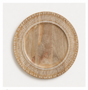 Luxury Handcrafted Mango Wood Charger <b>Plate</b> for Wedding Table <b>Decoration</b> Wholesale Eco-Friendly Rustic Round Wooden Underplate - Product Image 1