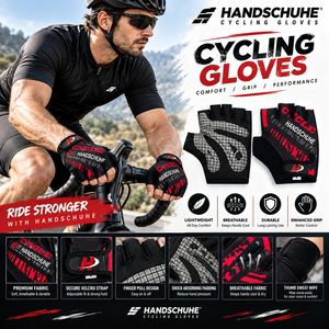 Guantes de Ciclismo de Medio Dedo, Negros, Rojos y Grises, con Estampado por Sublimación, Unisex, para Fitness, con Agarre, para Ciclismo - Product Image 4