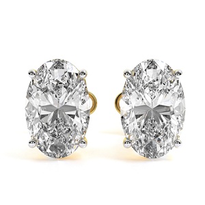 Pendientes de Diamantes de Laboratorio con Forma Ovalada, 2 Quilates en Total, Certificados por IGI, D VVS2, Oro de 10K, Chapados en Rodio, Brillo Brillante, para Boda - Product Image 3