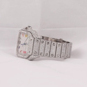 Montre-bracelet pour homme de luxe entièrement sertie de diamants Moissanite couleur blanche, bracelet et cadran personnalisables - Product Image 2
