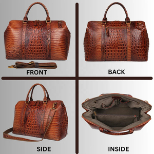 Bolsa de Viaje de Fin de Semana de Alta Calidad, Estilo Vintage, con Logotipo Personalizado, Patrón de Cocodrilo de Lujo, Bolsa de Cuero Genuino de Vaca - Product Image 6