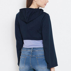 Sudadera Corta con Capucha para Mujer, Manga Larga, Estilo Casual Urbano, Mezcla de Algodón Suave, Sudadera Corta a la Moda - Product Image 3