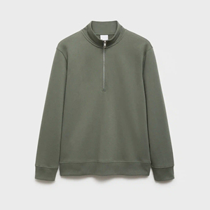 เสื้อสเวตเตอร์ไหมพรมสีเขียวมะกอกสำหรับผู้ชาย ทรงปกติ สีพื้น สวมใส่สบายในฤดูหนาว ผ้าฝ้าย 100% ระบายอากาศได้ดี คอกลม มีซับใน - Product Image 4