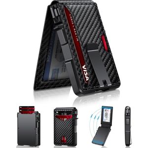 Portafoglio Minimalista da Uomo con Blocco RFID, Smart Pop-up, Capacità 9-13 Carte, Sottile e Compatto, con Fermasoldi e Finestra per Documenti - Product Image 1