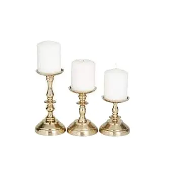 Ensemble de 3 bougeoirs dorés en Aluminium/laiton, bougeoirs pour Table de mariage, chandelier pour décoration de maison et d'hôtel