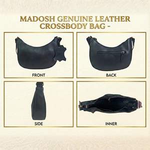 Genuine Leather Half Moon Crossbody <b>Bag</b> for Women – Small Crescent Shoulder Purse in <b>Black</b> - Product Image 2