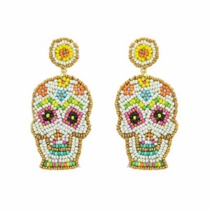 Halloween Beaded "Boo" Earrings Tricolor Butterfly Pearl Seed Bead Fine Jewelry Accessories - Product Image 2