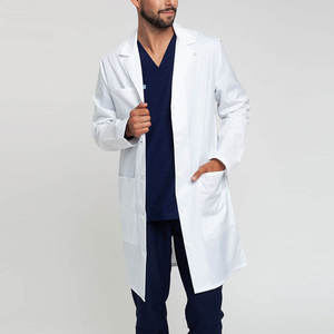 Bata de Laboratorio Blanca Clásica para Hombre, de Primera Calidad, Manga Larga, con Botones, Ropa de Protección Médica con Bolsillos Amplios, Profesional - Product Image 1