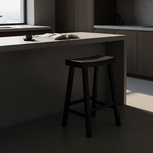 Tabouret de bar haut en bois d'hévéa massif, rond, moderne, minimaliste, mobilier de maison durable et léger - Product Image 2