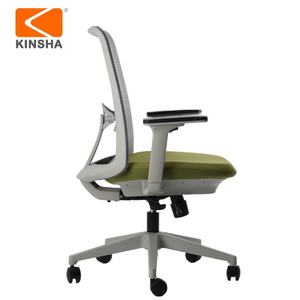 Chaise de bureau en tissu KINSHA, ergonomique, pivotante, accoudoirs réglables, dossier ouvert, base en plastique, design moderne - Product Image 3
