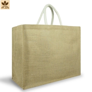 Sac en jute rectangulaire moyen - 43x33.5x15 cm, jute naturelle PP, logo personnalisé, écologique, qualité export directe d'usine, utilisation promotionnelle - Product Image 1
