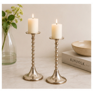 Juego de Portavelas Cónicos de Metal Plateado con Cuentas, Estilo Vintage, para Centros de Mesa de Boda y Decoración de Hogar de Lujo - Product Image 6
