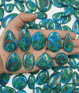 Natural Chrysocolla Loose Gemstones Cabochon Well Polished Flat <b>Back</b> <b>Silver</b> Jewelry Making Green & Blue - Product Image 6