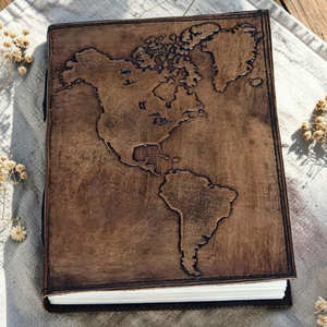 Al-Amir Handmade World <b>Map</b> Embossed Leather Journal 7x5 Travel Diary Sketchbook 200 Pages Handmade Notebook From Rajasthan - Product Image 2