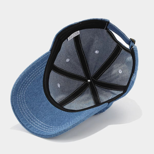 New Custom Solid Color Denim Soft Top Baseball Cap Men's Simple Casual Outdoor <b>Sunscreen</b> Sunshade Jean Sports Common Letter - Product Image 4