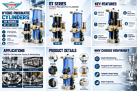 Cylindres hydro-pneumatiques robustes pour serrage et déserrement de pinces d'outils, pour machine VMC, pression maximale 7kgf, assemblage de dispositif
