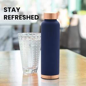 Navy Matte <b>Copper</b> Water <b>Bottle</b> Pure <b>Copper</b> <b>Drinking</b> <b>Bottle</b> Leakproof Reusable Ayurvedic Hydration Gift <b>Bottle</b> - Product Image 2