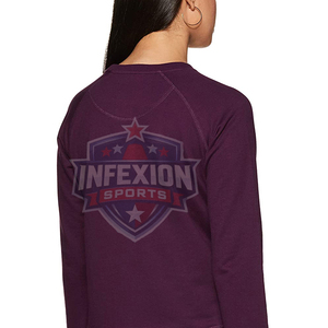 Sweat-shirt à col rond pour femme, violet, manches trois quarts, avec poches, respirant, tricoté, couleur unie, vêtements décontractés - Product Image 4