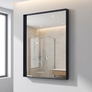 28x36 Inch Black <b>Rectangular</b> Bathroom <b>Wall</b> Mounted Vanity <b>Mirror</b> with Deep Frame - Product Image 5