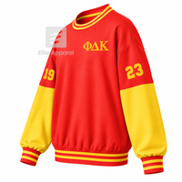 Sweat-shirt de sororité NSPDK avec col rond et logo brodé, manches longues, rouge et or, sweat-shirt tendance pour femme