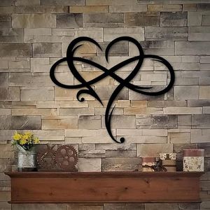 Decorazione Murale in Metallo a Forma di Cuore Infinito, Targa in Acciaio per Segno d'Amore, Ornamenti per Camera da Letto, Arredamento Casa - Product Image 1