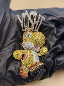 Colgante de dibujos animados de Yoshi, plata de ley 925, oro de 18 quilates, moissanita, corte brillante redondo, estilo hip hop, regalo unisex - Product Image 3