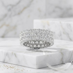 4.70CTW 10K <b>Gold</b> Lab Grown Round Cut Pave <b>Set</b> Triple Row Vintage for Certified Eternity <b>Ring</b> - Product Image 4