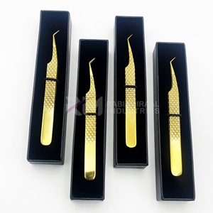 Pince à épiler professionnelle RMI Gold pour cils, haute qualité, durable, pointe volume, plasma, acier inoxydable durable, logo personnalisé - Product Image 3