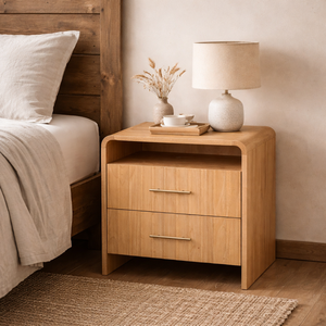Colección RIVEO RANGE, Muebles de Dormitorio Modernos y Contemporáneos de Alta Gama, Mesa de Noche de Madera, Mesa Auxiliar Ensamblada con 2 Cajones - Product Image 5