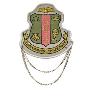AKA Sorority Brooch Women Crest Pin Gold Chain Accessory Alpha Style Greek Apparel Elegant Fashion Jewelry <b>Badge</b> - Product Image 1
