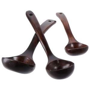 Cuillères de cuisine en bois durables et écologiques, louche à soupe à long manche, ustensiles de cuisine, couleur personnalisable, pour mariages et familles - Product Image 1
