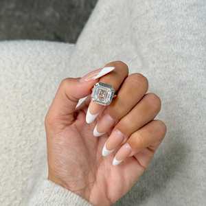 แหวนเพชรโมอิสซาไนต์ทรงแอสเชอร์ 10 กะรัต ดีไซน์เฉพาะตัว ตัวเรือนเงินแท้ 925 ของขวัญแทนใจสำหรับเครื่องประดับสุดพิเศษสำหรับทุกเพศ - Product Image 5